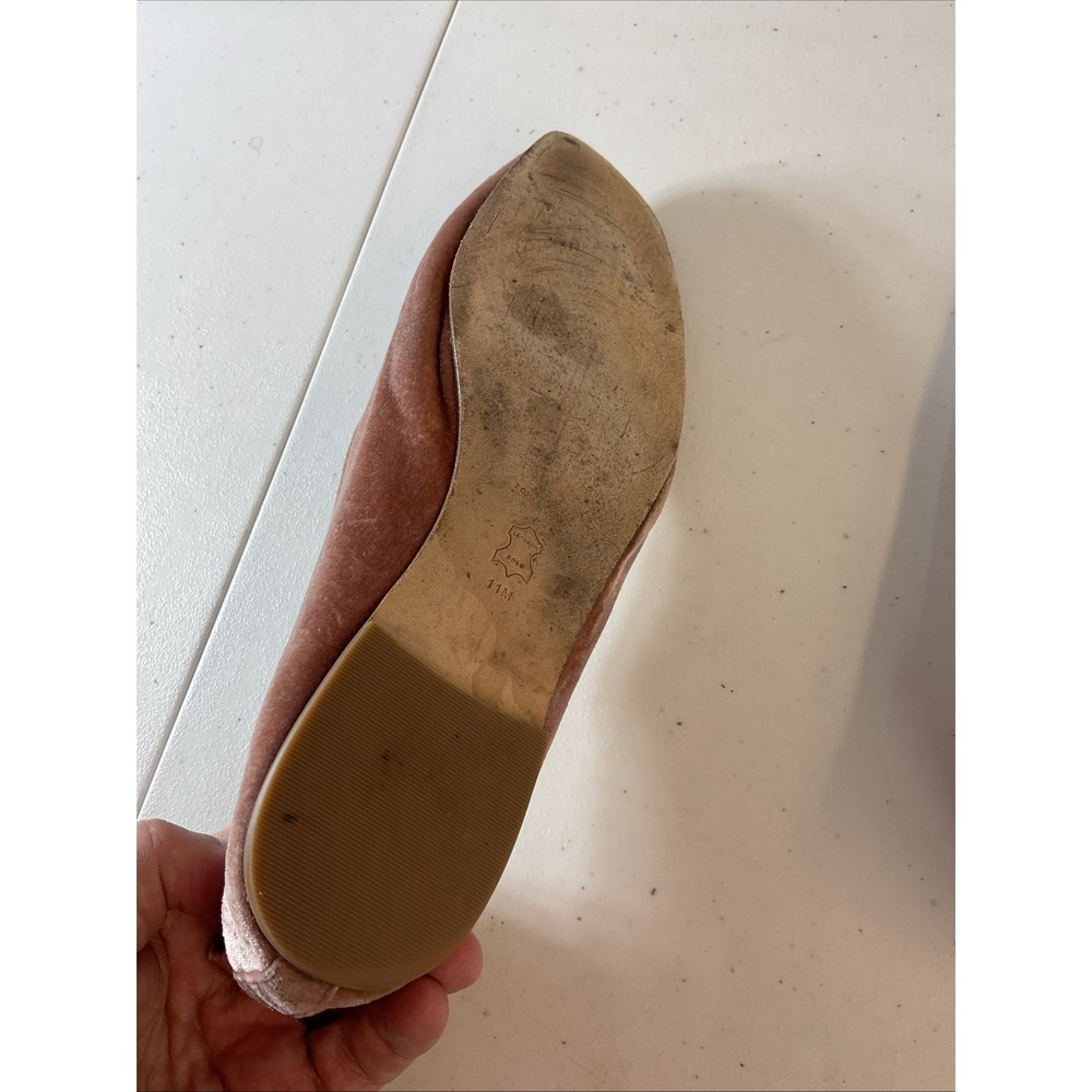 Tory Burch Eleanor crushed velvet Ballet Flat Pink crystal Logo Womens Size 11 - Picture 8 of 15